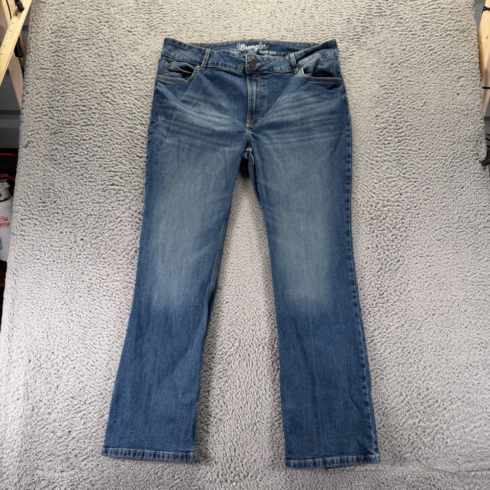 Wrangler Jeans Womens 19 Blue Cotton Denim Bootcut Travel Workwear Faded Stretch